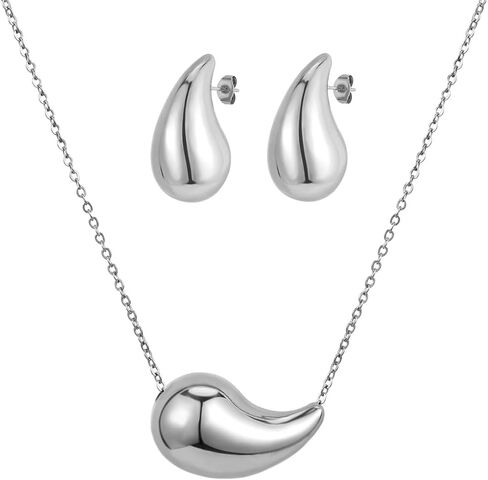 Emibele مكتنزة انخفاض الأقراط Waterdrop قلادة أقراط مجموعة المجوهرات، خفيفة الوزن دمعة لذيذ أقراط قلادة قلادة مجموعة مجوهرات للنساء الفتيات in Kuwait