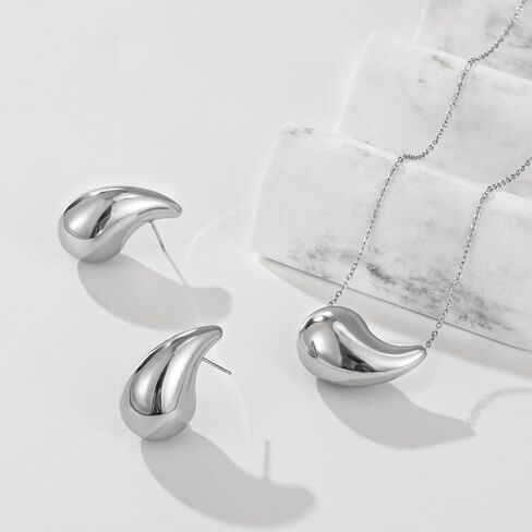 Emibele مكتنزة انخفاض الأقراط Waterdrop قلادة أقراط مجموعة المجوهرات، خفيفة الوزن دمعة لذيذ أقراط قلادة قلادة مجموعة مجوهرات للنساء الفتيات in Kuwait