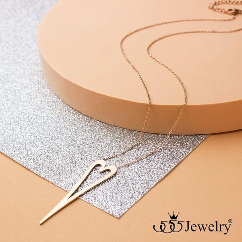 555Jewelry قلادة قلب طويلة ممتدة من الفولاذ المقاوم للصدأ للنساء والفتيات in Saudi Arabia