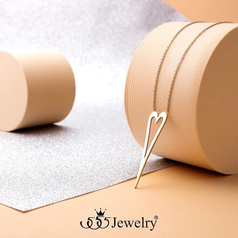 555Jewelry قلادة قلب طويلة ممتدة من الفولاذ المقاوم للصدأ للنساء والفتيات in Saudi Arabia