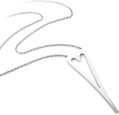 555Jewelry قلادة قلب طويلة ممتدة من الفولاذ المقاوم للصدأ للنساء والفتيات in Saudi Arabia