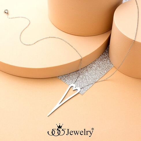 555Jewelry قلادة قلب طويلة ممتدة من الفولاذ المقاوم للصدأ للنساء والفتيات in Saudi Arabia