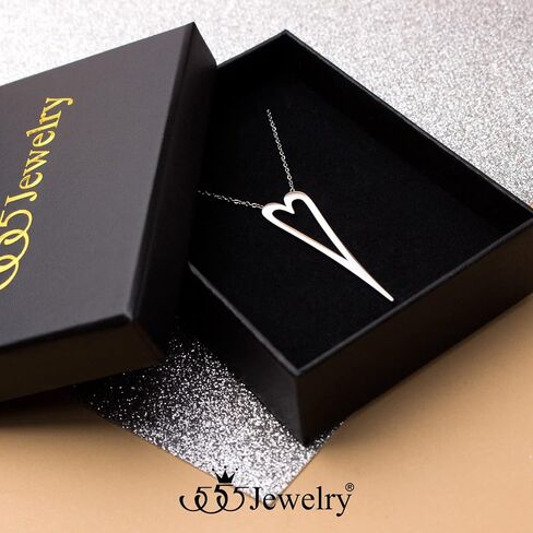 555Jewelry قلادة قلب طويلة ممتدة من الفولاذ المقاوم للصدأ للنساء والفتيات in Saudi Arabia