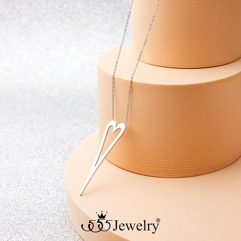 555Jewelry قلادة قلب طويلة ممتدة من الفولاذ المقاوم للصدأ للنساء والفتيات in Saudi Arabia