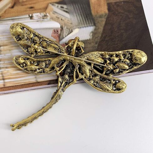 SELOVO Dragonfly Big Large 3in بيان الحيوان بروش دبوس العتيقة لهجة الذهب in Saudi Arabia