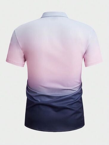 OYOANGLE Men's Colorblock Button Down Short Sleeve Lapel Collared Party Shirt Tops in Saudi Arabia