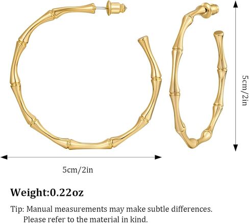 هيسويل اقراط حلقية ذهبية رفيعة للنساء، اقراط حلقية ذهبية من الخيزران للنساء، هدية مجوهرات بسيطة in Kuwait