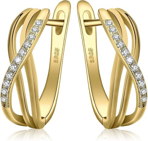 JewelryPalace أقراط دائرية مكعبة الزركونيا الكريول للنساء، عقدة الحب 925 من الفضة الإسترلينية عيار 14 قيراط أقراط هاجي مطلية بالذهب الأبيض والأصفر الوردي للفتيات، مجموعات مجوهرات ألماس مقلدة in Kuwait