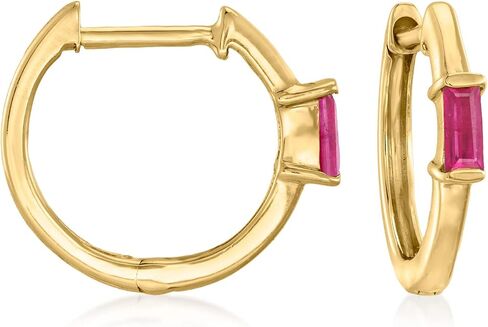 RS Pure by Ross-Simons 0.10 ct. t.w. Ruby Huggie Hoop Earrings in 14kt Yellow Gold, Gemstone, Ruby in Saudi Arabia