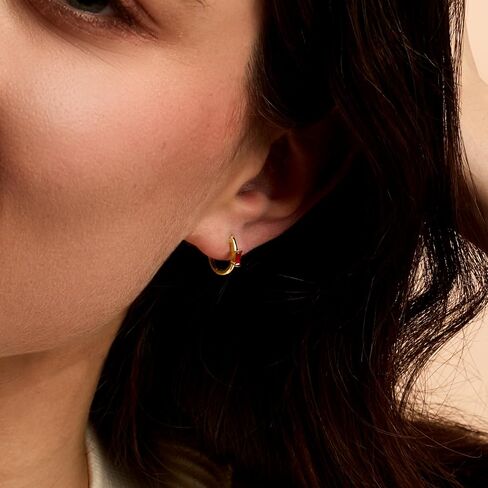 RS Pure by Ross-Simons 0.10 ct. t.w. Ruby Huggie Hoop Earrings in 14kt Yellow Gold, Gemstone, Ruby in Saudi Arabia