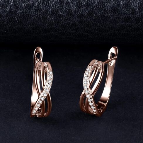 JewelryPalace أقراط دائرية مكعبة الزركونيا الكريول للنساء، عقدة الحب 925 من الفضة الإسترلينية عيار 14 قيراط أقراط هاجي مطلية بالذهب الأبيض والأصفر الوردي للفتيات، مجموعات مجوهرات ألماس مقلدة in Kuwait