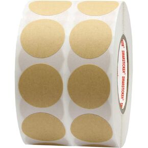 Brown Natural Craft Paper Cardboard Target Pasters Dot Kraft Price Stickers 1000 Permanent Adhesive Can Labels for Shooting Marksmanship | Writable Round Circle Color Coding Yard Sale Labels (1 inch)