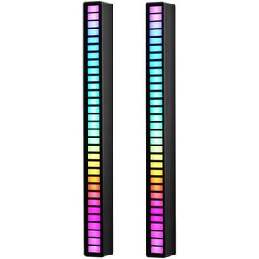 Kwak's Led Lights,Sound-Activated RGB LED Ambient Light - 8 Music Sync Modes, Rechargeable, Perfect for Car,TV and Gaming(2 pcs) (White)
