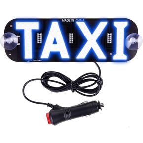YSY Blue LED Sign Decor, Taxi Flashing Hook on Car Window with DC12V Car Charger Inverter Taxi Light Lamp (Blue, Switch cigarette lighter)