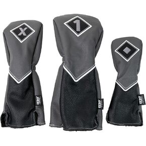 IZZO Golf Premium Headcover Set Gray/Black - Includes Driver, Fairway Wood and Hybrid Golf headcovers