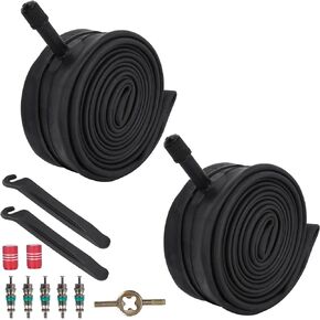 RUTU 26x1.75/2.125/4.0 Bike Tubes 26x1.50/1.75/1.95/2.10/2.125/2.50/3.0/3.5/4.0 Bicycle Tube AV32mm Schrader Valve Heavy Duty 26 inch Road Cruiser Mountain Bike Tube with Tire Lever 2 Pack
