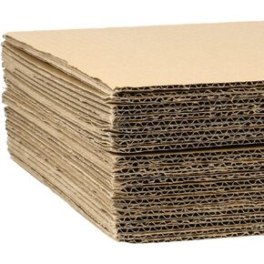 SINJEUN 50 Pack 14 x 11 Inch Corrugated Cardboard Sheets, 1/8" Thick Brown Kraft Cardboard Sheets for Crafts, Flat Cardboard Filler Insert Sheet Pads for Packing, Mailing, Moving