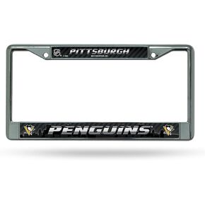 إطار لوحة الترخيص القياسي من الكروم من Rico Industries NHL Pittsburgh Penguins، مقاس 6 × 12.25 بوصة