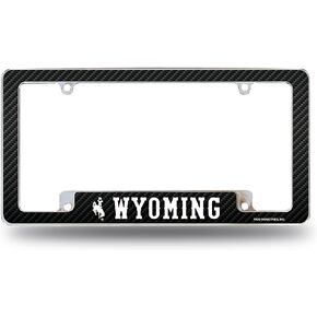 Rico Industries NCAA Wyoming Cowboys Carbon Fiber 12" x 6" Chrome All Over Automotive License Plate Frame for Car/Truck/SUV