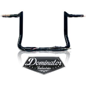 Dominator Industries 1 1/4" PRE-WIRED 10" Meathook Bar Ape Hanger Handlebar Compatible With 2014-2023 Harley-Davidson Bagger Touring Electra & Street Glide (Black) Heated Grip Option