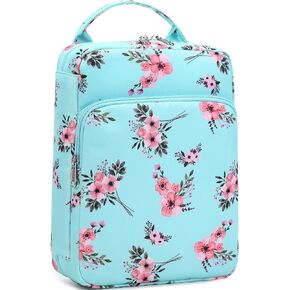 DSIUE Bible Cover for Teen Girls Kids Bible Case Large Bible Book Carrying Bag Church Bag Bible Protective with Handle Pockets, Gift for Women Girls Kids (Bouquet Black)