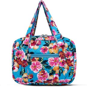Bible Cover for Women with Adjustable Straps, Blue Extra Large Study Bible Carrying Case Bag with Zip Pocket, 11.3x8.3x2.7 Inches