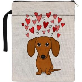 Dachshund Book Sleeve,Dachshund Decor Book Sleeve Book Covers Book Protector Pouch with Zipper,Book Sleeve Gifts for Book Lovers Readers,Book Cover for Paperback 9.4x12.1 Inch