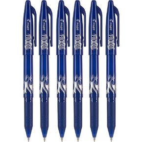 Pilot FriXion Ball 0.7mm Erasable Gel Pens, Fine Point, Blue Ink, Pack Of 6