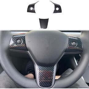 Carbon Fiber Interior Steering Wheel Cover Trim Accessories for Tesla Model 3 2017-2023,Model Y 2020-2023