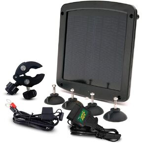 Battery Tender 5 Watt 12 Volt Solar Panel Charger and Maintainer with Charge Controller, IP67 Weatherproof, Includes Windshield and Handlebar Mounts, Ring Terminal Cable and ODBII Connector