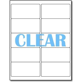Crystal Clear Adhesive Labels for Laser Printers - 4" x 2" - 10 per Page - 100 Labels per Pack
