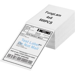 4"x6" Thermal Shipping Labels, Fanfold Thermal Labels, Shipping Mailing Address Labels for iDPRT, Munbyn, Polono, Rollo Direct Thermal Printer, 500 Labels