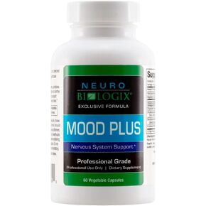 Neurobiologix Mood Plus - Mood Support Supplement, Stress Relief and Mood Booster, Vitamins for Improved Moods & Calming Effects, with 5HTP, Niacin & GABA, 60 Capsules