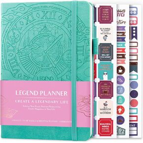 Legend Planner - مخطط حياة أسبوعي وشهري لتحقيق أهدافك والعيش بسعادة أكبر. دفتر المنظم ومجلة الإنتاجية. A5 (أزرق ميستيك)