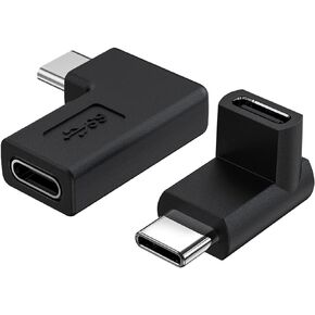 Right Angle USB C Adapter, USB C 90 Degree Adapter Type C Male to Female Adapter (2-Pack) Right & Left Angled 90 Degree Extension Adapter Compatible with MacBook Pro Air, Laptop, Mobile Phone