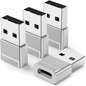 محول USB C أنثى إلى USB ذكر [4 حزم]، محول من النوع C إلى USB A متوافق مع أجهزة الكمبيوتر المحمولة وبنوك الطاقة والشواحن وiPhone 11/12 Pro Max وiPad Air/Pro وGalaxy S20 - فضي in Kuwait