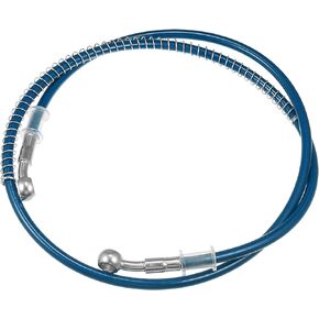 Hydraulic Brake Hose Line Pipeline, 120cm 47.24" 10mm 0.39" Braided Oil Pipe with Tube Nut Universal for Motorcycle ATV Dirt Bike Go Kart Durable Stainless Steel Blue with Spring