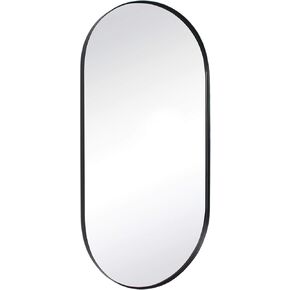 TEHOME Black Oval Bathroom Mirror 20x40'' Pill Shaped Oblong Vanity Mirror Metal Framed Capsule Mirror for Wall in Stainless Steel Rounded Rectangular Mirrors for Wall Mounted in Kuwait