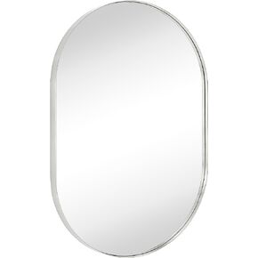 TEHOME Black Oval Bathroom Mirror 20x40'' Pill Shaped Oblong Vanity Mirror Metal Framed Capsule Mirror for Wall in Stainless Steel Rounded Rectangular Mirrors for Wall Mounted
