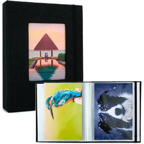 ألبوم صور صغير 4x6-2 حزمة، صفحات شفافة، غطاء من الكتان مع نافذة أمامية، كل ألبوم صغير يحمل 52 صورة، كتاب صور صغير لصور 4x6، أحمر in Kuwait