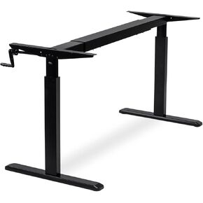 Mount-It! Stand Up Desk with Manual Crank, Frame Only, Height Adjustable Sit-Stand Base, Standing Ergonomic Home Office Desk Workstation, Black