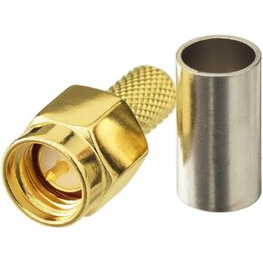 Eightwood 10pcs SMA Male Plug Crimp RF Connector for RG58 RG142 LMR195 Coaxial Cable