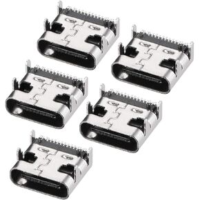 uxcell PCB USB Connector Type-C 3.1 16Pin Female Jack Fast Charging Socket 5Pcs