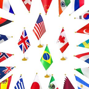24 Pack Countries Flag World National Table Flag Small Mini Country International Desk Flags With Stand Base,For Country Olympics Cup Sports Events Grand Opening Party Festival Decorations