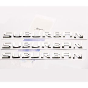 3x OEM Chrome Suburban Nameplate Emblems Letter Badges Replacement for Gm Suburban Glossy Shiny