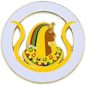 DOI Daughters of Isis Round Masonic Auto Emblem - [White & Gold][3'' Diameter]
