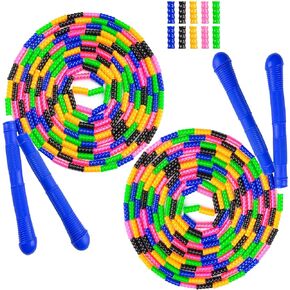 Long Jump Rope, Double Dutch Jump Rope 16 Ft 2 Pack, Jump Rope for Kids Adults, Beaded Segmented Skipping Rope in Kuwait