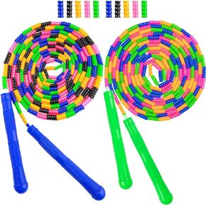 Long Jump Rope, Double Dutch Jump Rope 16 Ft 2 Pack, Jump Rope for Kids Adults, Beaded Segmented Skipping Rope