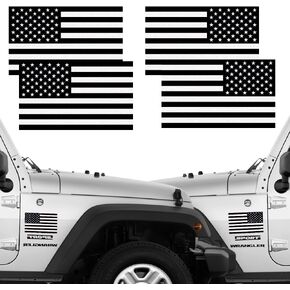 Reflective Full Color American Flag Stickers 2 Pairs Bundle 3" X 5" Tactical Military Flag Reverse USA Decal for SUV, Hard Hat, Car Vinyl Window Bumper Decal Sticker (B)