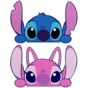 2pc Stitch & Angel Peeking Cute Vinyl Decal Sticker for Car/Window/Computer (6.5" x 4.2")
